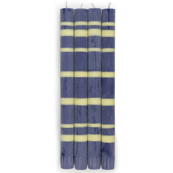British Colour Standard - 25cm / 10'' H - Striped - Midnight and Jasmine Eco Dinner Candles, Gift Box of 4