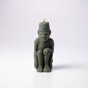 Greentree Home Candle, Monkey with A Fez Unscented Handmade Beeswax Sculptural Animal Candles