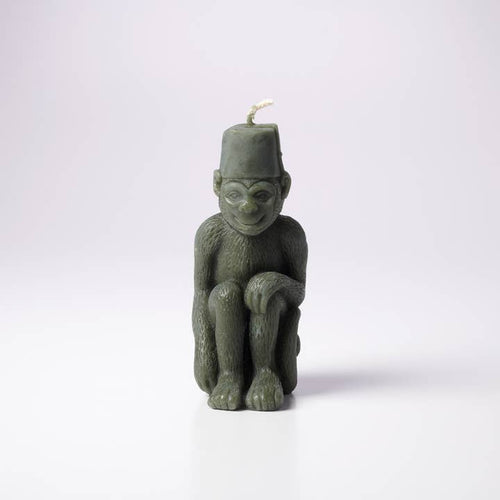 Greentree Home Candle, Monkey with A Fez Unscented Handmade Beeswax Sculptural Animal Candles