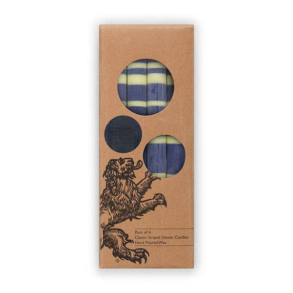 British Colour Standard - 25cm / 10'' H - Striped - Midnight and Jasmine Eco Dinner Candles, Gift Box of 4