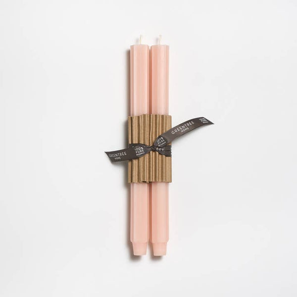 Greentree Home Candle, 12" Fluted Unscented Taper Handmade Beeswax Candles