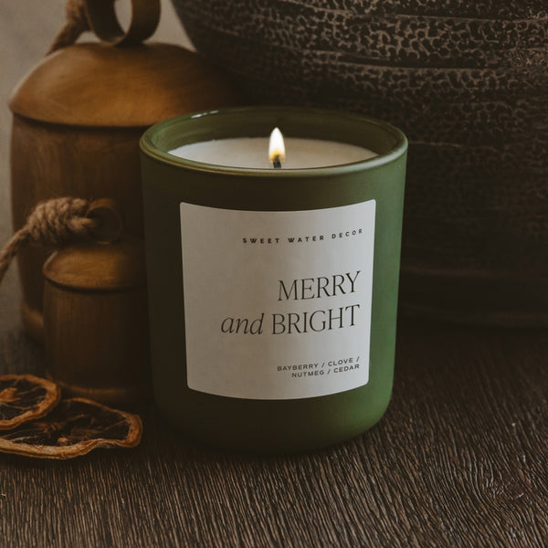 Sweet Water Decor Merry and Bright 15 oz Soy Candle, Matte Jar
