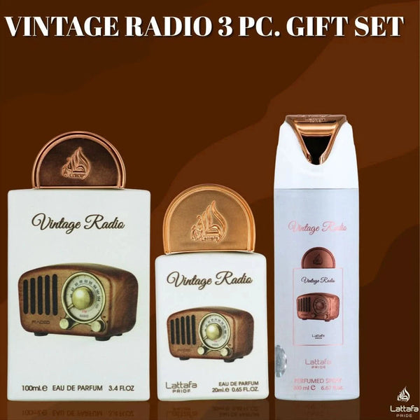 Lattafa Pride Vintage Radio 3-Piece Perfume Gift Set