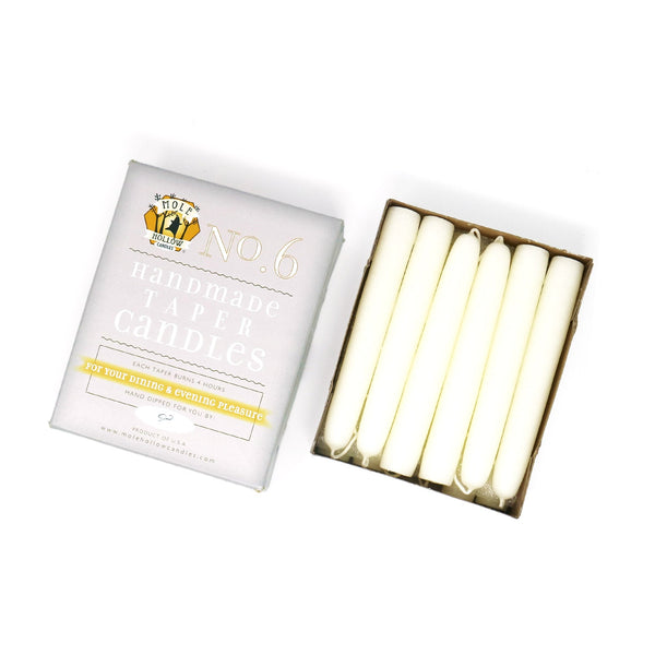 Mole Hollow Candles, 6" Unscented Taper Candle, Set of 12 - Choose from 39 Colors!