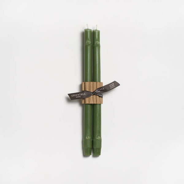 Greentree Home Candle, 12" Bamboo Unscented Taper Handmade Beeswax Candles