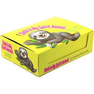 Sloth Is My Spirit Animal, 1 Ounce Strawberry Sloth-shaped Candy Tin - 12 Count Display Box