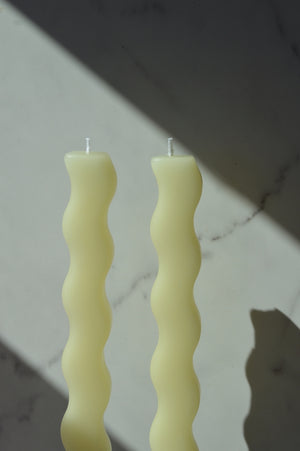Wavy Beeswax Candlesticks - Set of 2