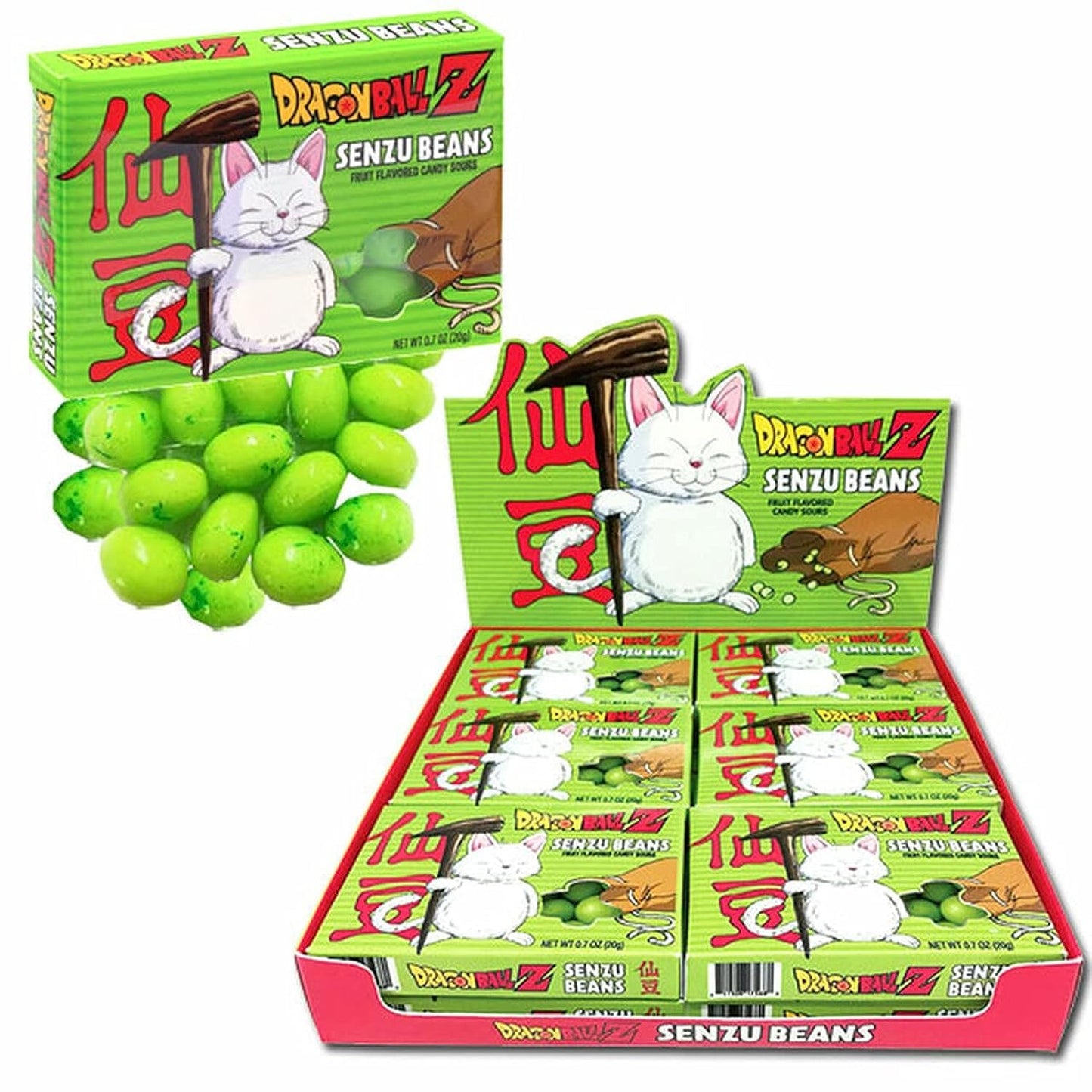 Dragon Ball Z Senzu Beans, 0.7 Ounce Box of Fruity Green Candy - 12 Count Display Box