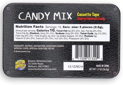 Candy Mix Cassette Tape Candy Tin, Cherry Flavor Candy, 1.3 Ounce - 18 Count Display Box