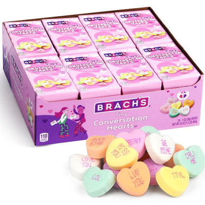 Brach's Tiny Conversation Hearts Candy, 1 Ounce Box - 24 Count Display Box