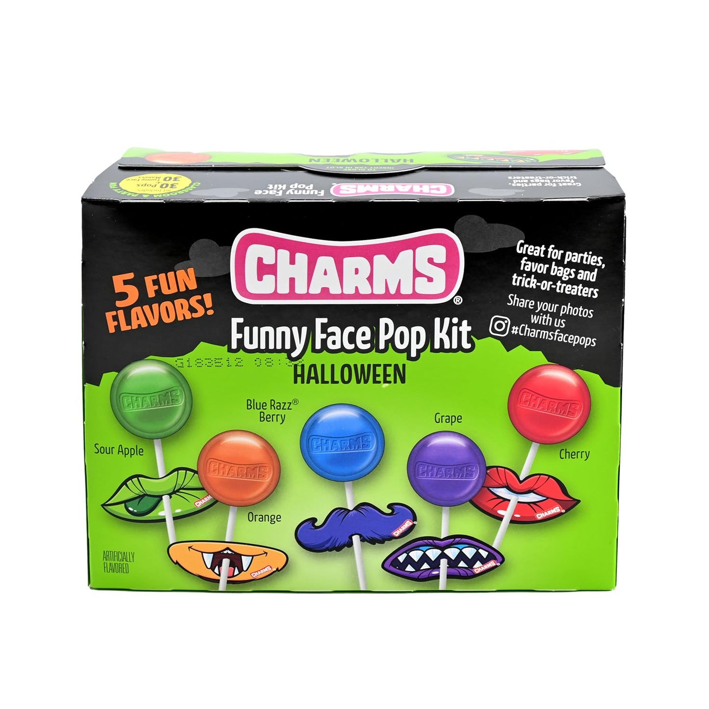 Charms Halloween Funny Face Pop Kit 30 Pops + 30 Funny Face Makers