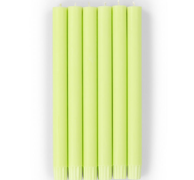 British Colour Standard 25cm / 10'' H Chartreuse Green Eco Dinner Candles, Gift Box of 6