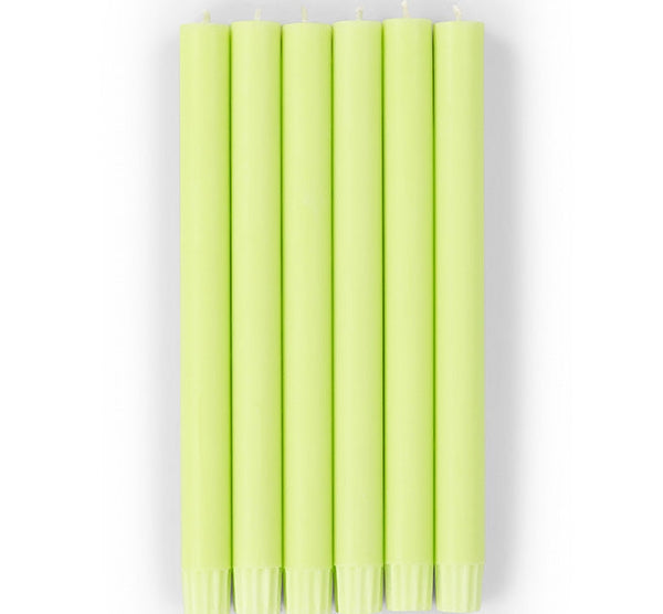 British Colour Standard 25cm / 10'' H Chartreuse Green Eco Dinner Candles, Gift Box of 6