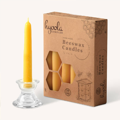 Yellow Beeswax Candles- 5 Hours - 12 Pack