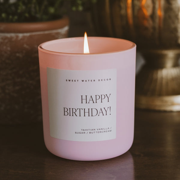 Sweet Water Decor Happy Birthday 15 oz Soy Candle, Matte Jar