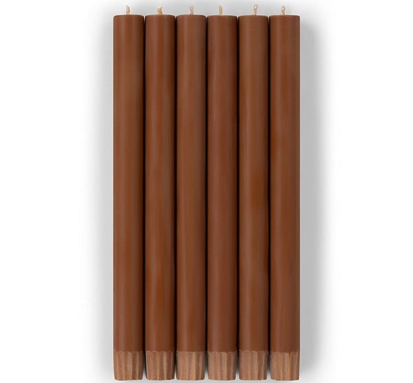British Colour Standard 25cm / 10'' H Bronze Eco Dinner Candles, Gift Box of 6