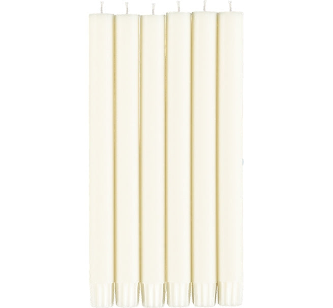 British Colour Standard 25cm / 10'' H Pearl White Eco Dinner Candles, Gift Box of 6