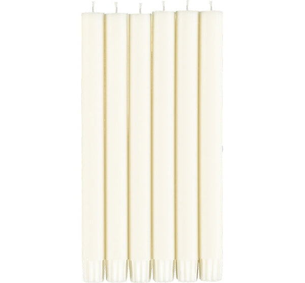 British Colour Standard 25cm / 10'' H Pearl White Eco Dinner Candles, Gift Box of 6