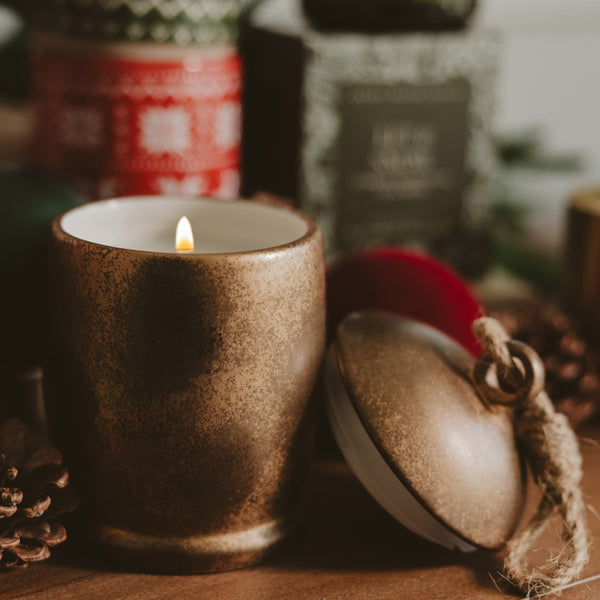 Sweet Water Decor Holiday Soy Candle - 13.5 oz Antique Gold Bell Jar