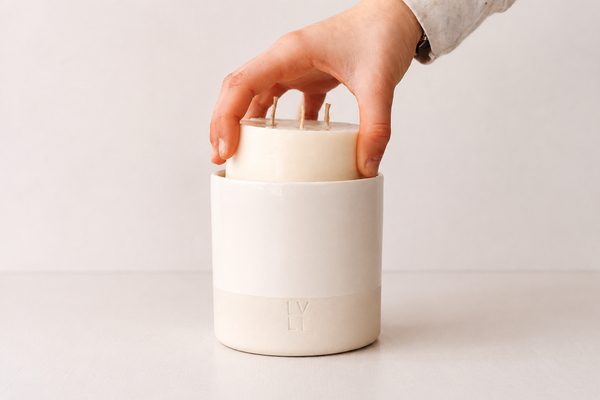 Salt Candle Vessel + Wax Candle Refill