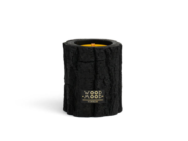 Volcano Black Charred Wooden Candleholder, Original Size