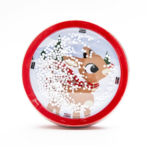 Rudolph the Red Nose Reindeer Holiday Snow Globe w/Candy Cane Candy, 1.5 Ounce Tin - 12 Count Display Box