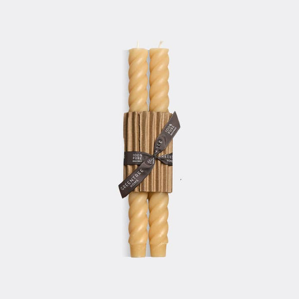Greentree Home Candle, 10" Rope Unscented Taper Handmade Beeswax Candles