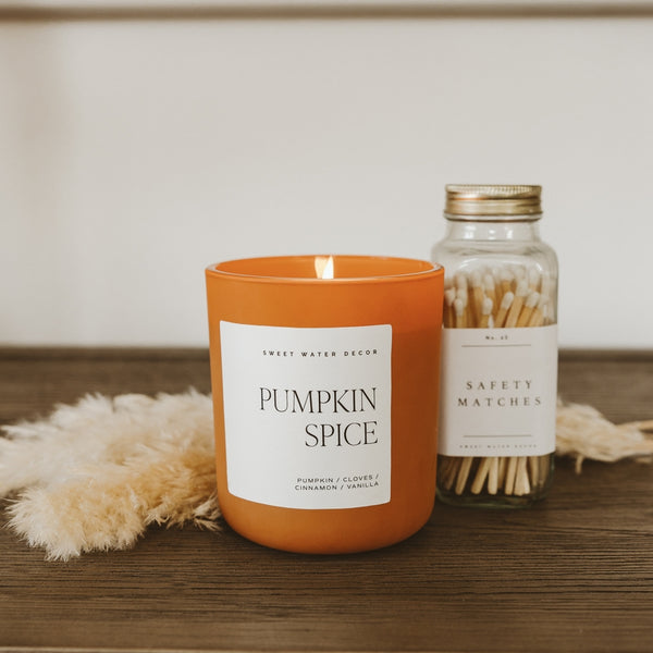 Sweet Water Decor Pumpkin Spice 15 oz Soy Candle, Matte Jar