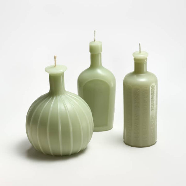 Greentree Home Candle, Bottles Unscented Handmade Beeswax Sculptural Candles