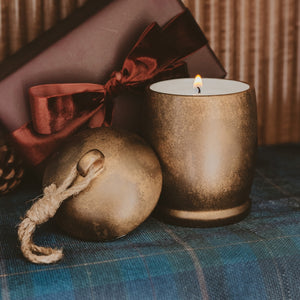 Sweet Water Decor Holiday Soy Candle - 13.5 oz Antique Gold Bell Jar