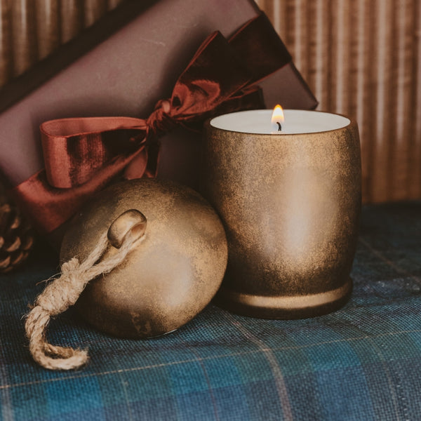 Sweet Water Decor Holiday Soy Candle - 13.5 oz Antique Gold Bell Jar