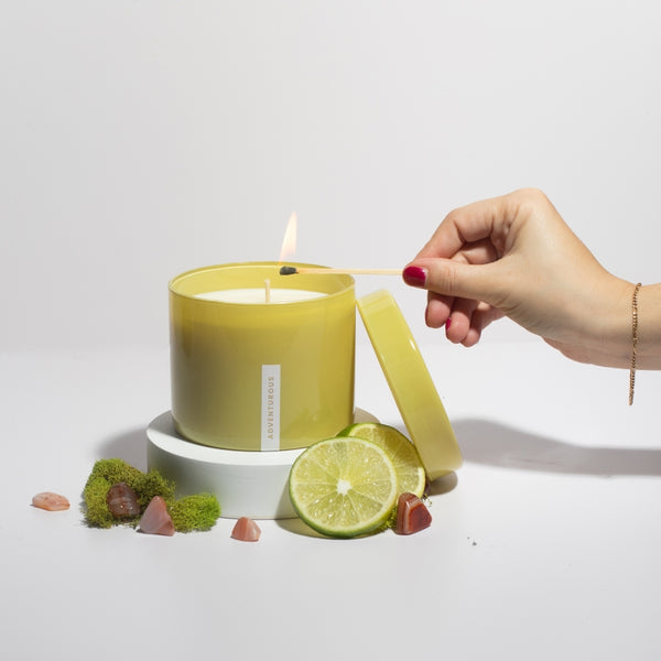 Vella & Co, Adventurous Oakmoss & Bergamot 16 Ounce Soy Candle, Green Glass