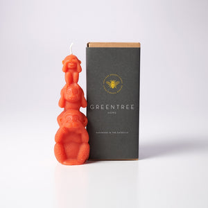 Greentree Home Candle, Wise Monkey Unscented Handmade Beeswax Sculptural Animal Candles