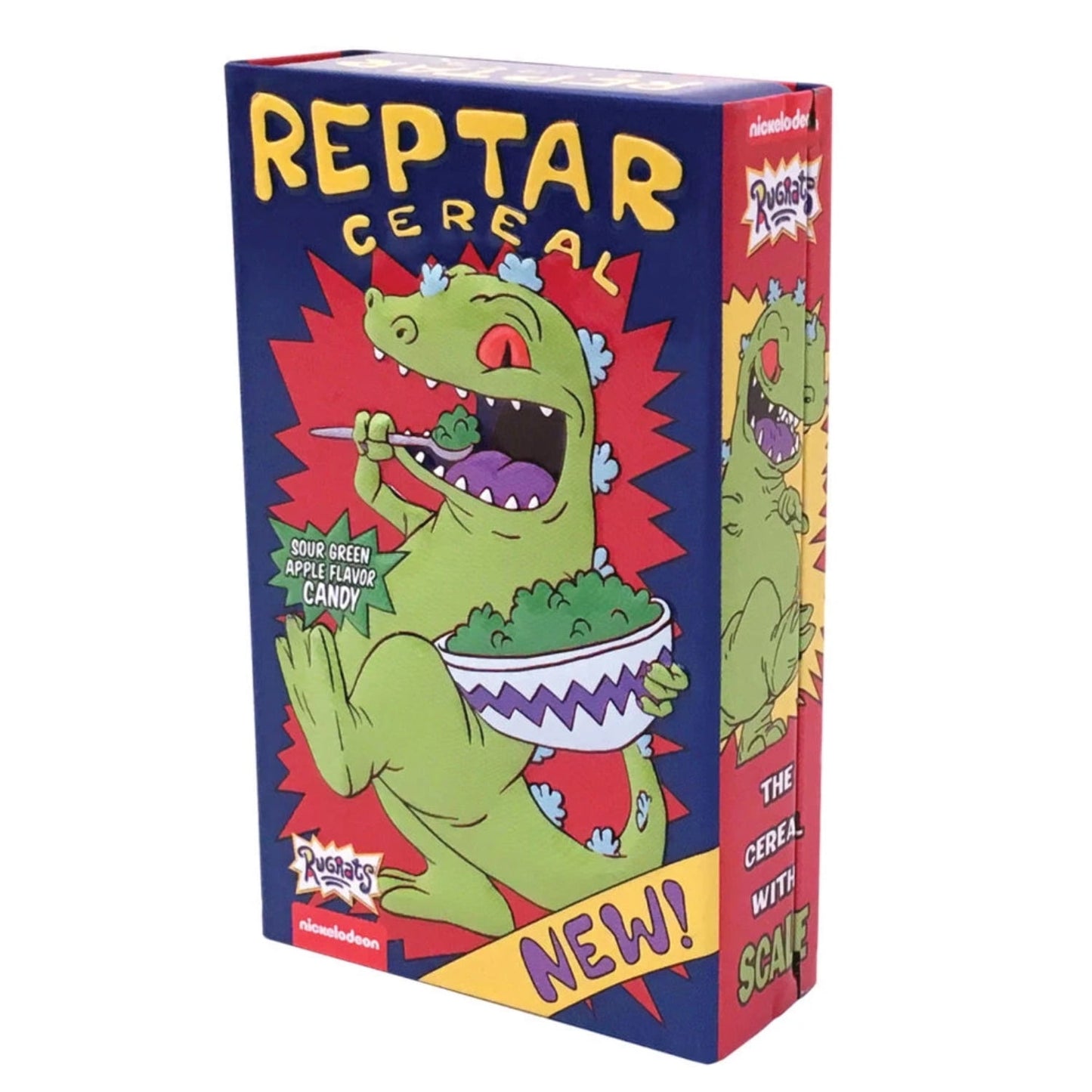 Nickelodeon Rugrats Reptar Cereal, Green Apple Flavored Candy, 1.2 Ounce Tin - 12 Count Display Box