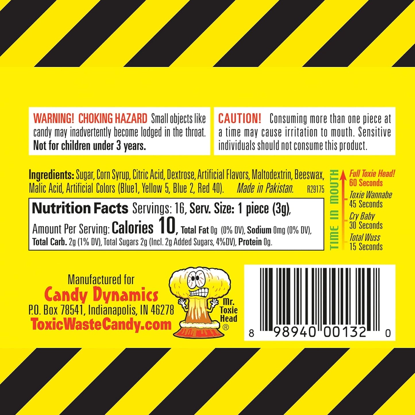 Toxic Waste, Original Yellow Drums, Hazardously Sour Candy, 1.7 Ounce Drums - 12 Count Display Box