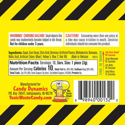 Toxic Waste, Original Yellow Drums, Hazardously Sour Candy, 1.7 Ounce Drums - 12 Count Display Box