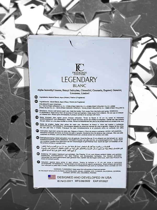 Fragrance Couture, Legendary Blanc Men EDT Spray, 100 m