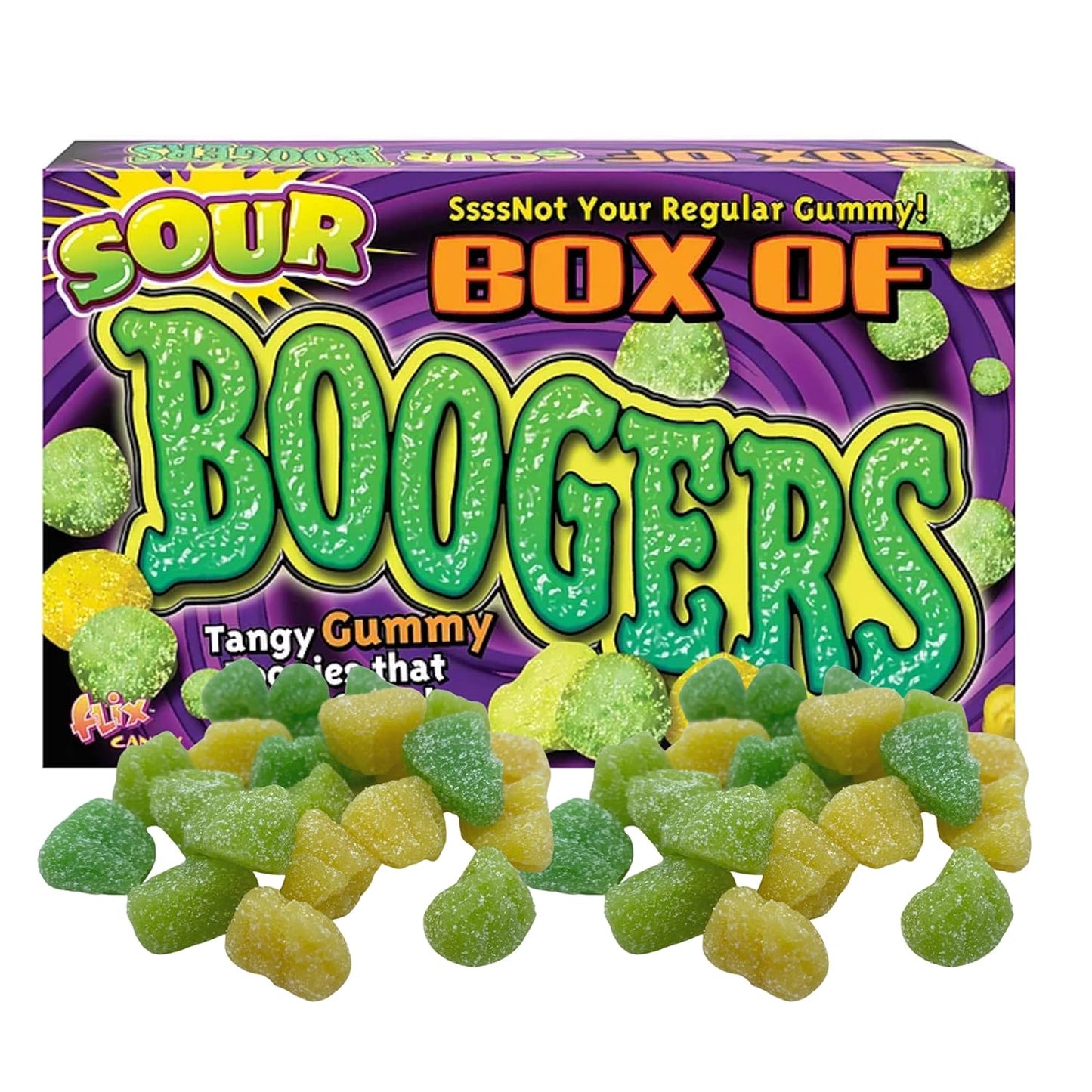 Flix Candy Halloween Sour Box of Boogers Gummies Candy, 3.25 Ounce Theater Box - 12 Count Display Box