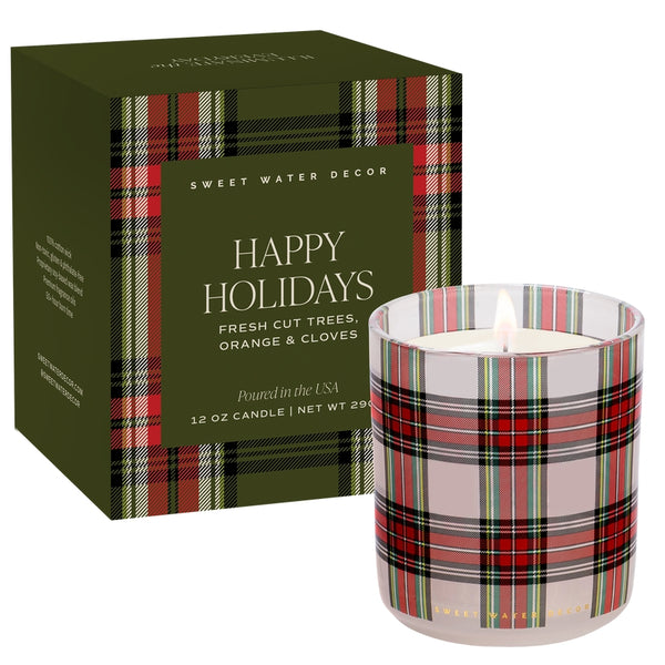 Sweet Water Decor Happy Holidays 12 oz Boxed Soy Candle