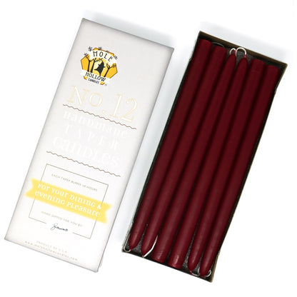 Mole Hollow Candles, 12" Unscented Taper Candle, Set of 12 - Choose from 39 Colors!