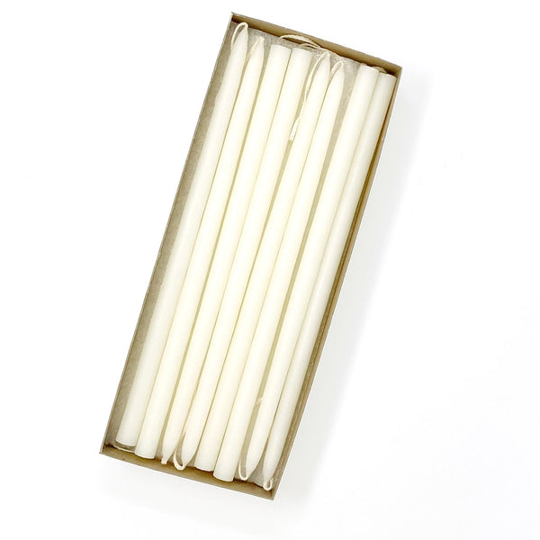 Mole Hollow Candles, Ivory Beeswax 10" Tiny Taper Candles, Set of 24