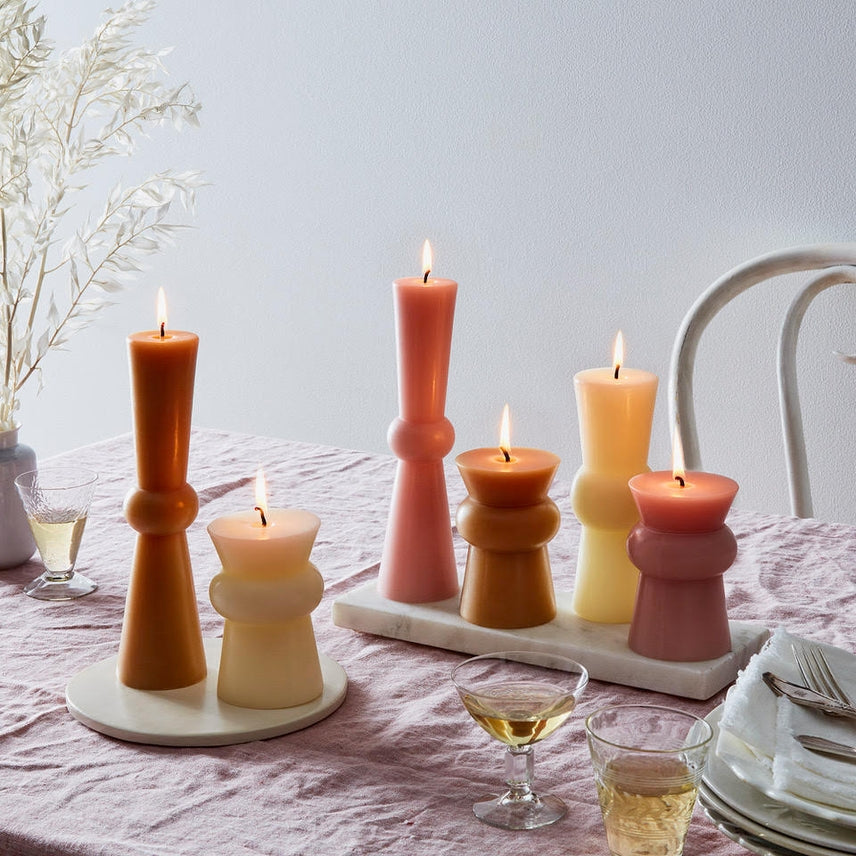 Greentree Home Candle, Josee Pillars Unscented Handmade Beeswax Sculptural Candles
