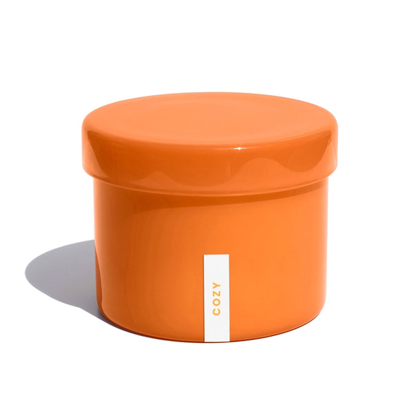 Vella & Co, Cozy Hazelnut Espresso & Toffee 16 Ounce Soy Candle, Orange Glass