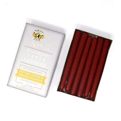 Mole Hollow Candles, 8" Unscented Taper Candle, Set of 12 - Choose from 40 Colors!
