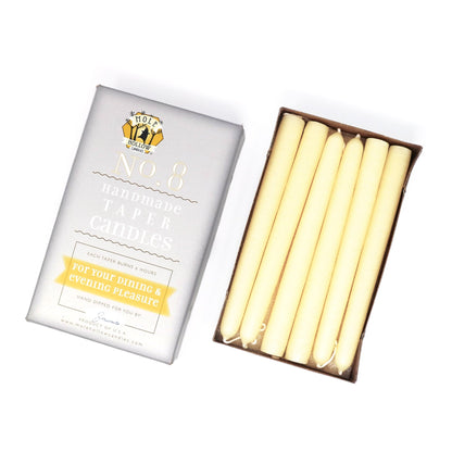 Mole Hollow Candles, 8" Unscented Taper Candle, Set of 12 - Choose from 40 Colors!