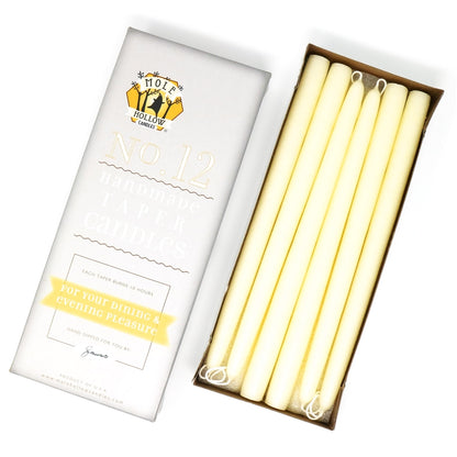 Mole Hollow Candles, 12" Unscented Taper Candle, Set of 12 - Choose from 39 Colors!