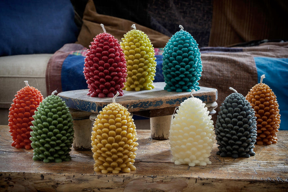 Greentree Home Candle, Jumbo Pine Cone Unscented Handmade Beeswax Sculptural Candles