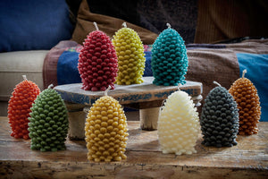 Greentree Home Candle, Jumbo Pine Cone Unscented Handmade Beeswax Sculptural Candles