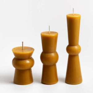 Greentree Home Candle, Josee Pillars Unscented Handmade Beeswax Sculptural Candles