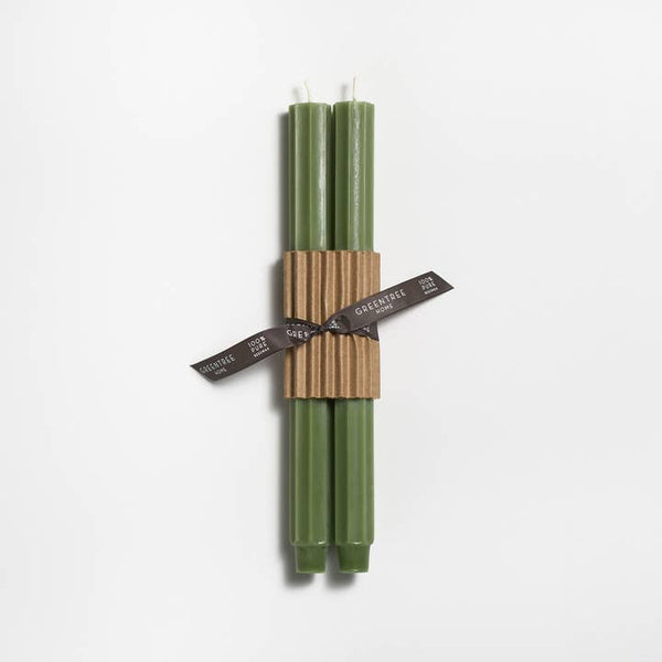 Greentree Home Candle, 12" Fluted Unscented Taper Handmade Beeswax Candles
